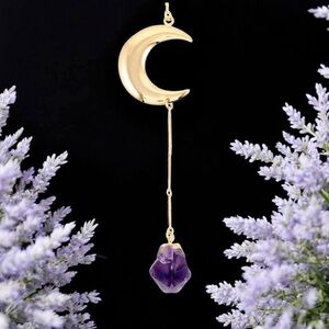NWT Amethyst Moon Necklace (22" - 24") in Goldtone 40.50 ctw.